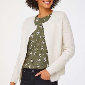 LOFT Pearlized Sleeve Open Cardigan